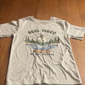 Wonder Nation Gray 'Reel Tired' Fishing Tee